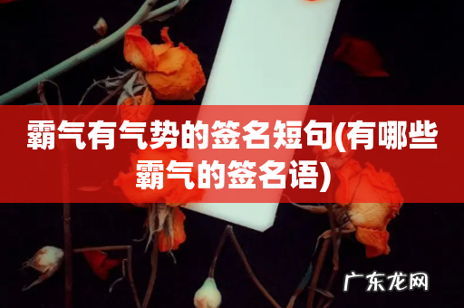 有哪些霸气的签名语 霸气有气势的签名短句