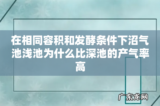在相同容积和发酵条件下沼气池浅池为什么比深池的产气率高