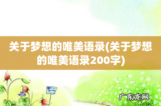 关于梦想的唯美语录200字 关于梦想的唯美语录