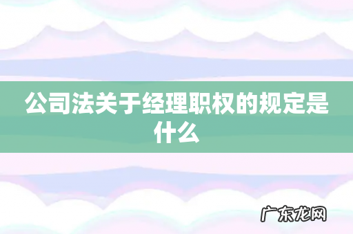 公司法关于经理职权的规定是什么