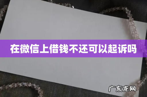 在微信上借钱不还可以起诉吗