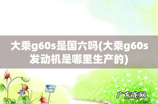 大乘g60s发动机是哪里生产的 大乘g60s是国六吗