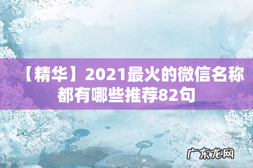 【精华】2021最火的微信名称都有哪些推荐82句