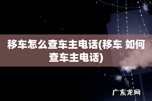 移车 如何查车主电话 移车怎么查车主电话