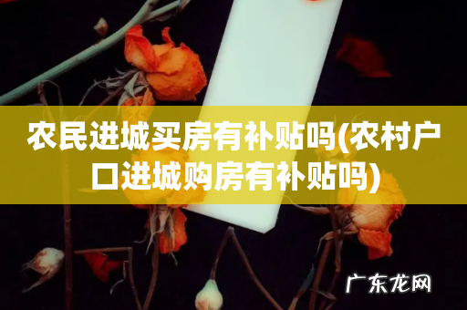 农村户口进城购房有补贴吗 农民进城买房有补贴吗