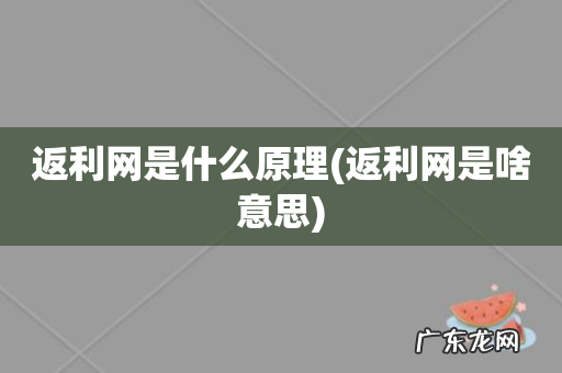 返利网是啥意思 返利网是什么原理