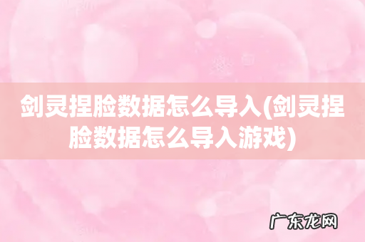 剑灵捏脸数据怎么导入游戏 剑灵捏脸数据怎么导入