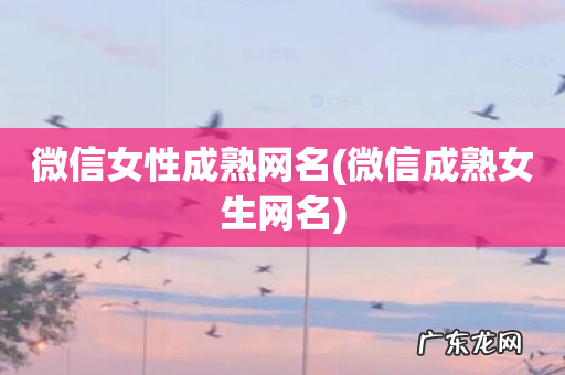 微信成熟女生网名 微信女性成熟网名