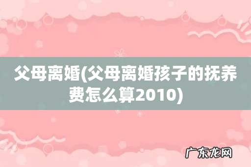 父母离婚孩子的抚养费怎么算2010 父母离婚