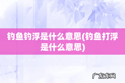 钓鱼打浮是什么意思 钓鱼钓浮是什么意思