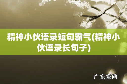 精神小伙语录长句子 精神小伙语录短句霸气