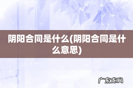阴阳合同是什么意思 阴阳合同是什么