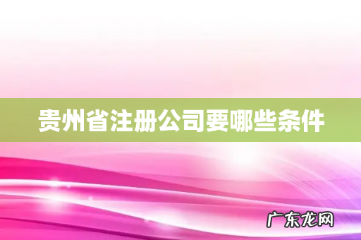 贵州省注册公司要哪些条件
