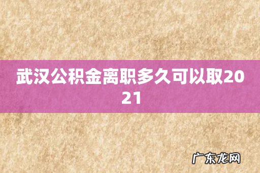 武汉公积金离职多久可以取2021