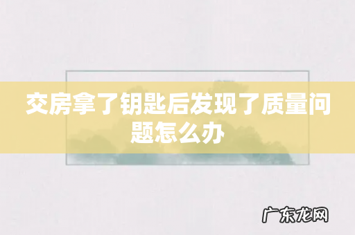交房拿了钥匙后发现了质量问题怎么办