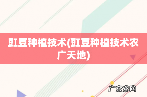 豇豆种植技术农广天地 豇豆种植技术