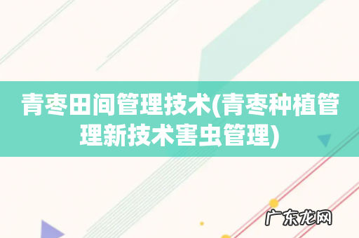 青枣种植管理新技术害虫管理 青枣田间管理技术