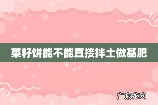 菜籽饼能不能直接拌土做基肥