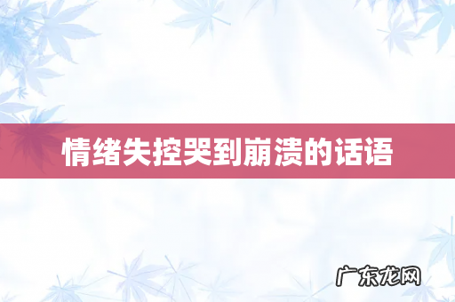 情绪失控哭到崩溃的话语