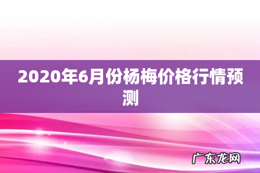 2020年6月份杨梅价格行情预测