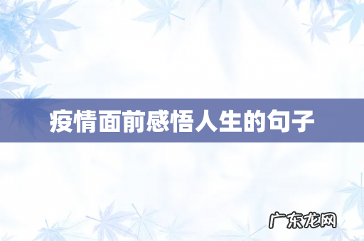 疫情面前感悟人生的句子