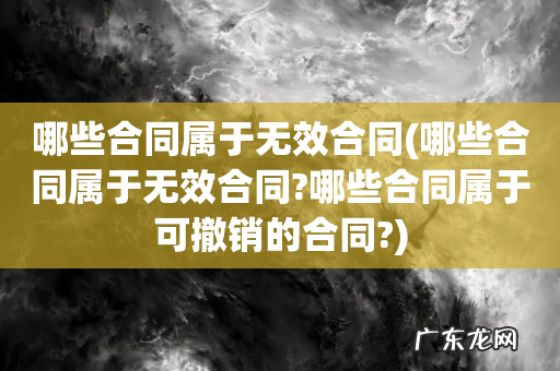 哪些合同属于无效合同?哪些合同属于可撤销的合同? 哪些合同属于无效合同