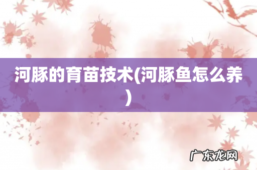 河豚鱼怎么养 河豚的育苗技术