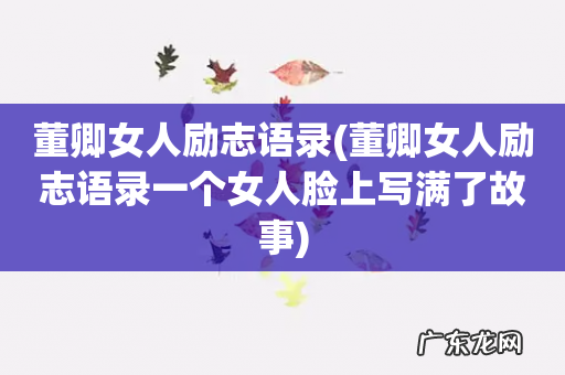 董卿女人励志语录一个女人脸上写满了故事 董卿女人励志语录