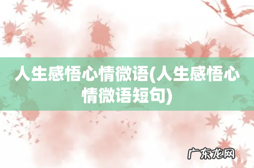 人生感悟心情微语短句 人生感悟心情微语