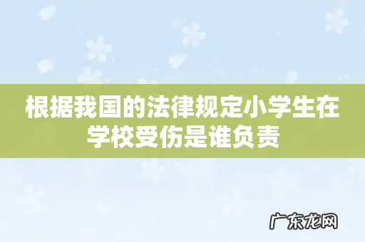 根据我国的法律规定小学生在学校受伤是谁负责