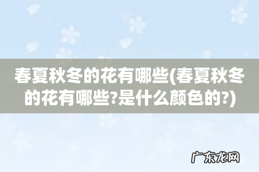春夏秋冬的花有哪些?是什么颜色的? 春夏秋冬的花有哪些