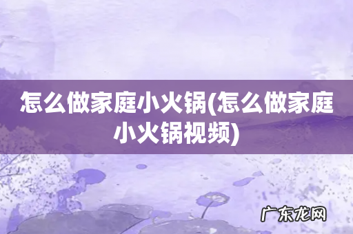 怎么做家庭小火锅视频 怎么做家庭小火锅