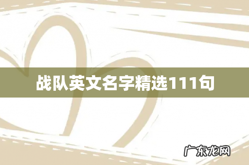 战队英文名字精选111句