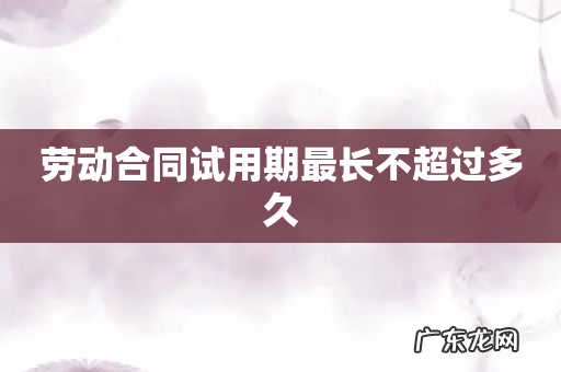 劳动合同试用期最长不超过多久