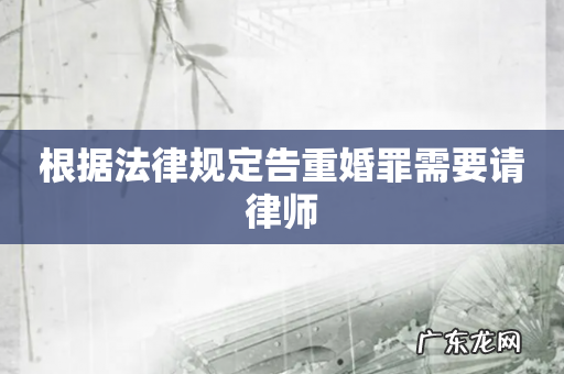 根据法律规定告重婚罪需要请律师
