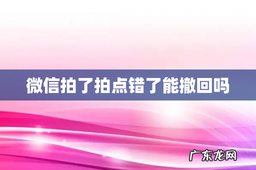 微信拍了拍点错了能撤回吗