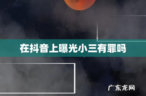 在抖音上曝光小三有罪吗