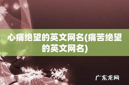 痛苦绝望的英文网名 心痛绝望的英文网名