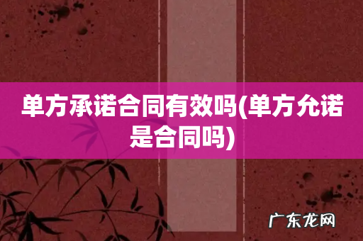 单方允诺是合同吗 单方承诺合同有效吗