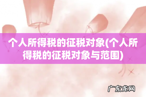个人所得税的征税对象与范围 个人所得税的征税对象