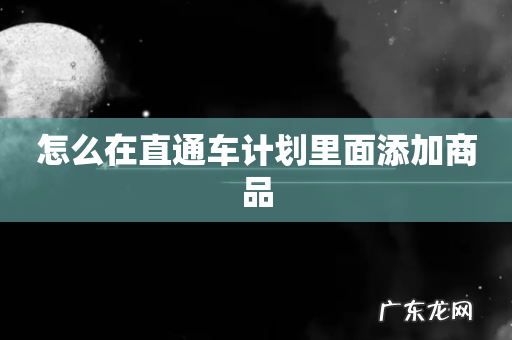 怎么在直通车计划里面添加商品