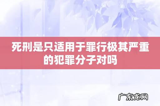 死刑是只适用于罪行极其严重的犯罪分子对吗