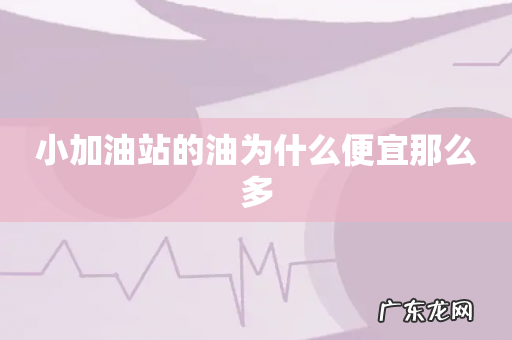 小加油站的油为什么便宜那么多