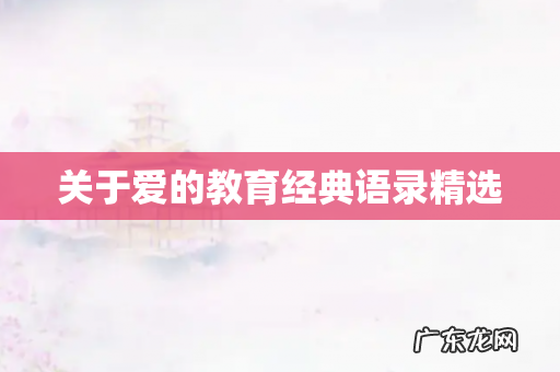 关于爱的教育经典语录精选