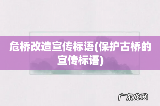 保护古桥的宣传标语 危桥改造宣传标语