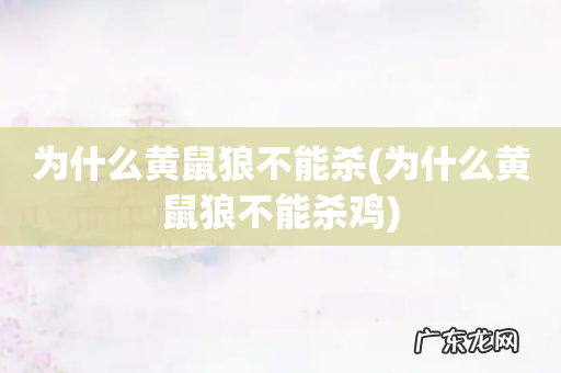 为什么黄鼠狼不能杀鸡 为什么黄鼠狼不能杀