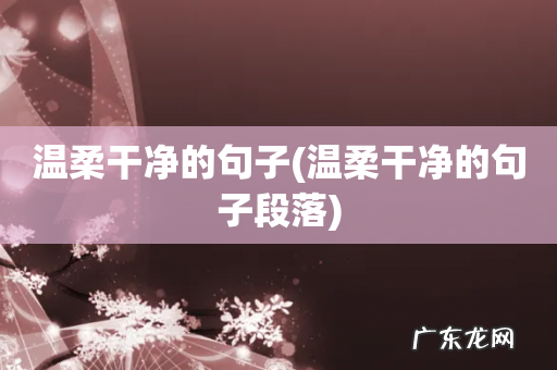 温柔干净的句子段落 温柔干净的句子