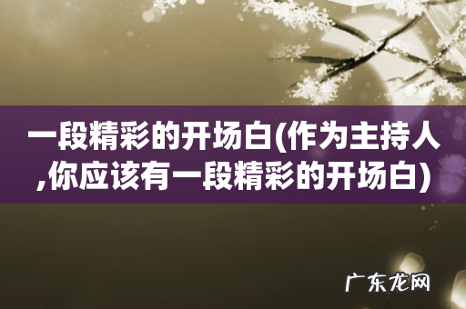 作为主持人,你应该有一段精彩的开场白 一段精彩的开场白