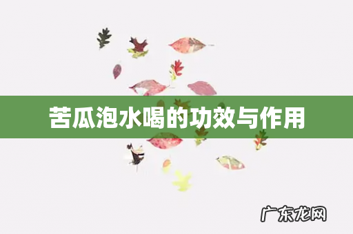 苦瓜泡水喝的功效与作用