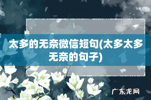 太多太多无奈的句子 太多的无奈微信短句